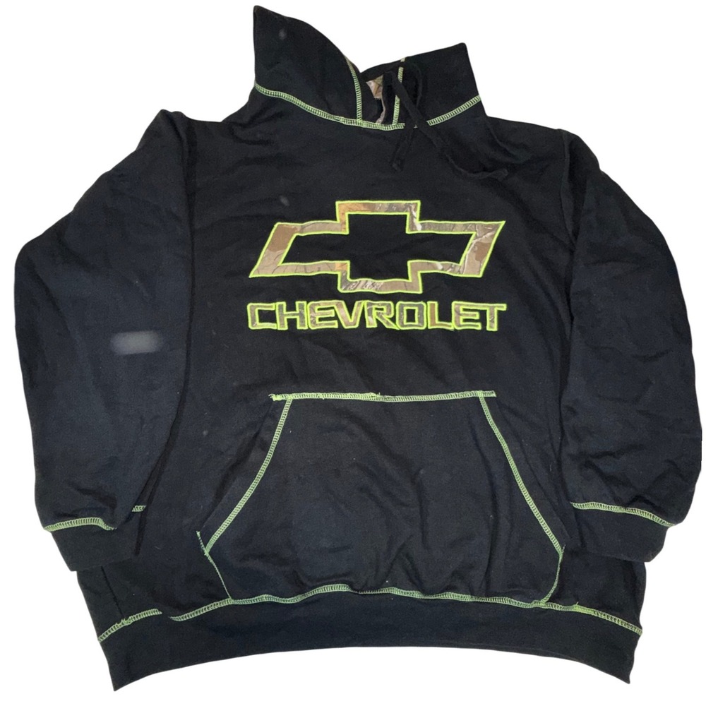 Legendary Whitetails Chevrolet Logo Hoodie Mens 2XL Black Camo Contrast Stitch